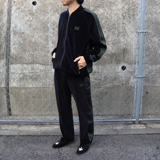 Needles：Narrow Track Pant - C/PE Velour【Black×Olive】