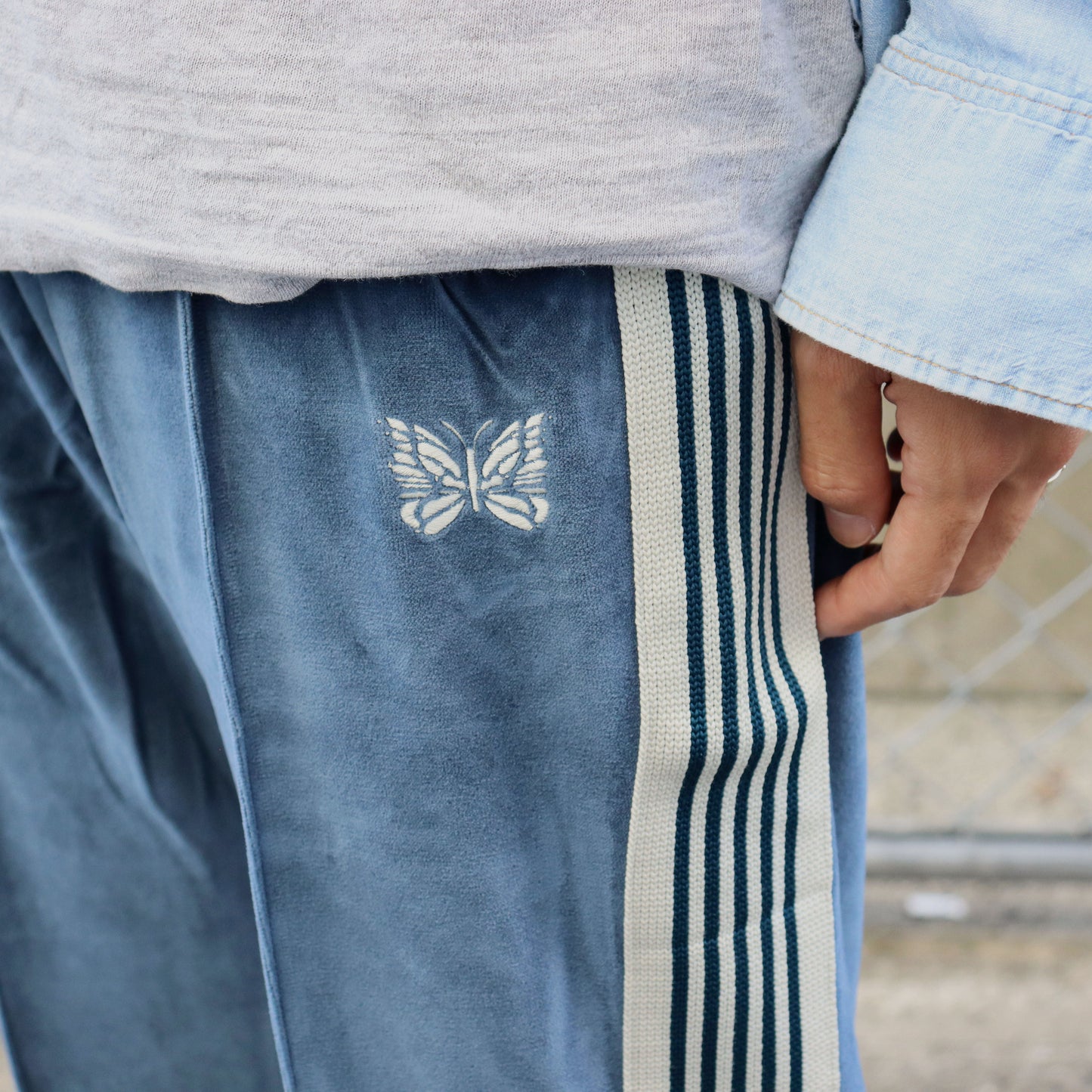 Needles：Narrow Track Pant - C/PE Velour【Blue×Blue】