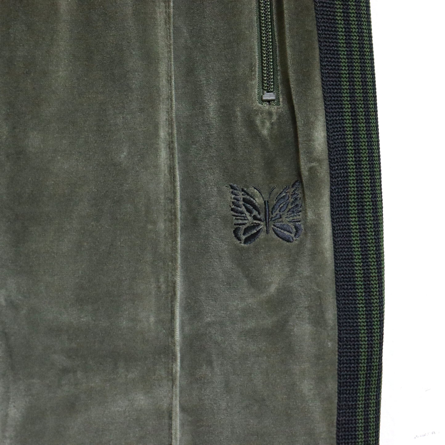 Needles：Narrow Track Pant - C/PE Velour【Olive×Olive】