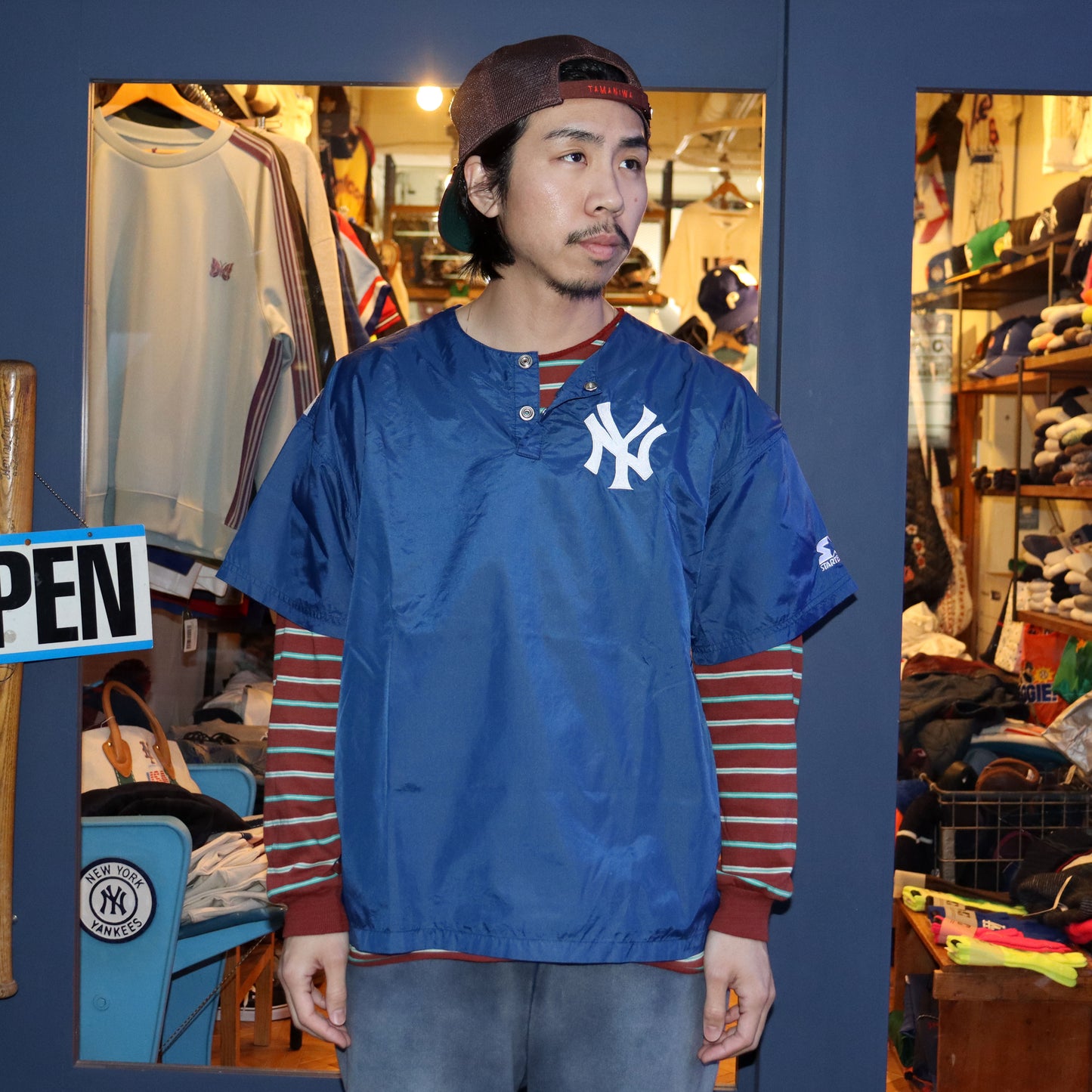 used : (Starter) NY Yankees Pullover Nylon S/S Tee