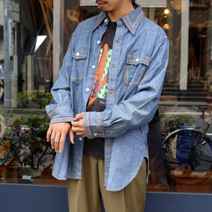 Needles：Work Shirt - Cotton Chambray / India Emb.