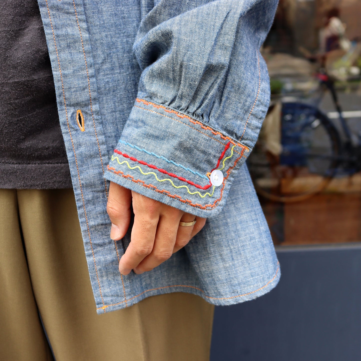 Needles：Work Shirt - Cotton Chambray / India Emb.