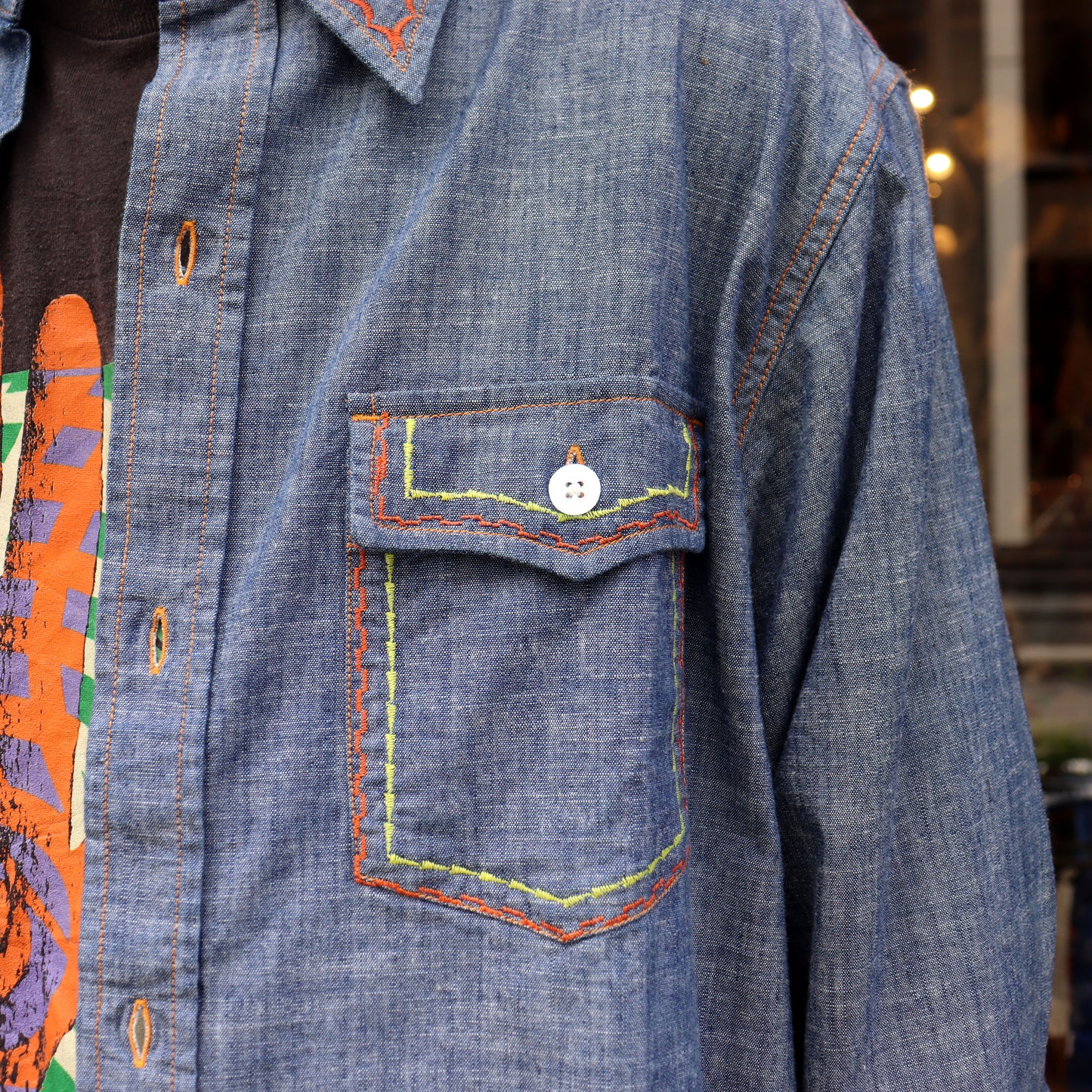 Needles：Work Shirt - Cotton Chambray / India Emb.